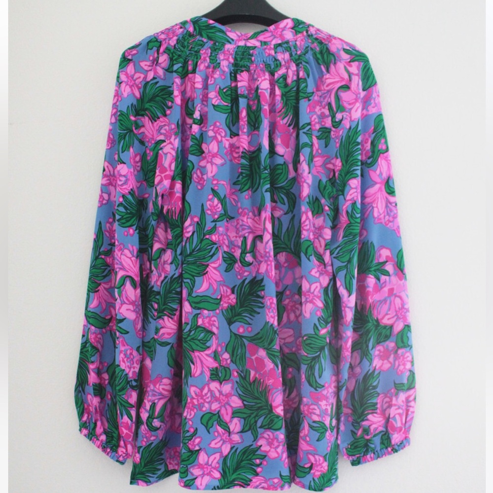 Lilly Pulitzer $178 Elsa Silk Top, Cerise Pink Safari Sunset, Size S - NWT! - Picture 6 of 8